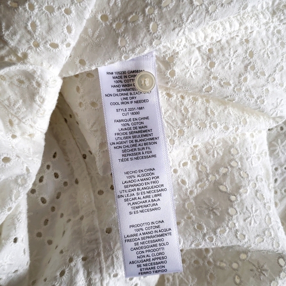 Current/Elliott NEW Button Down SHIRT Top Eyelet Cotton Perf Long Sleeve S/M🎉HP - Picture 10 of 16